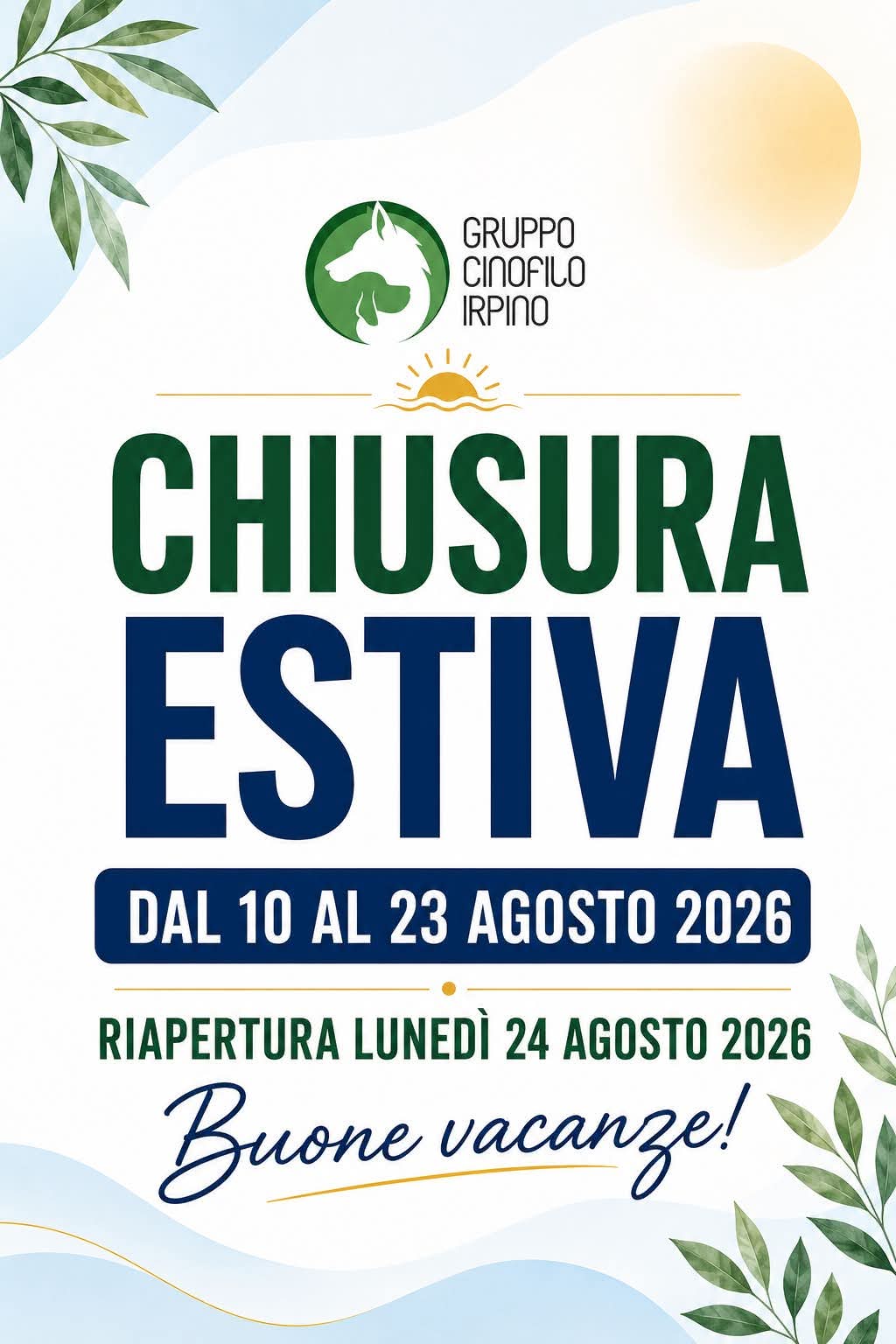 Chiusura estiva delegazione 2026